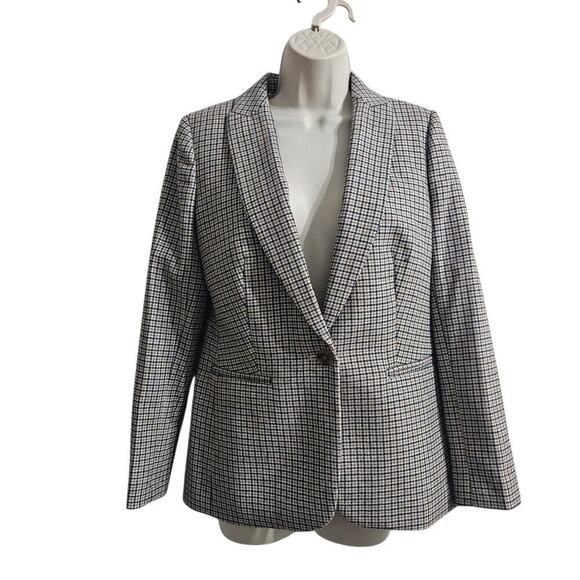 J. Crew Factory Jackets & Blazers - J CREW FACTORY Checkered One-Button Blazer Yellow Blue Size 4 NWT